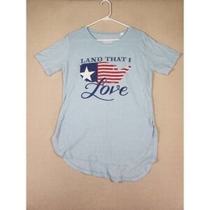Royce Shirt‎ Womens Medium M USA Land That I Love Cotton Crew Neck EUC